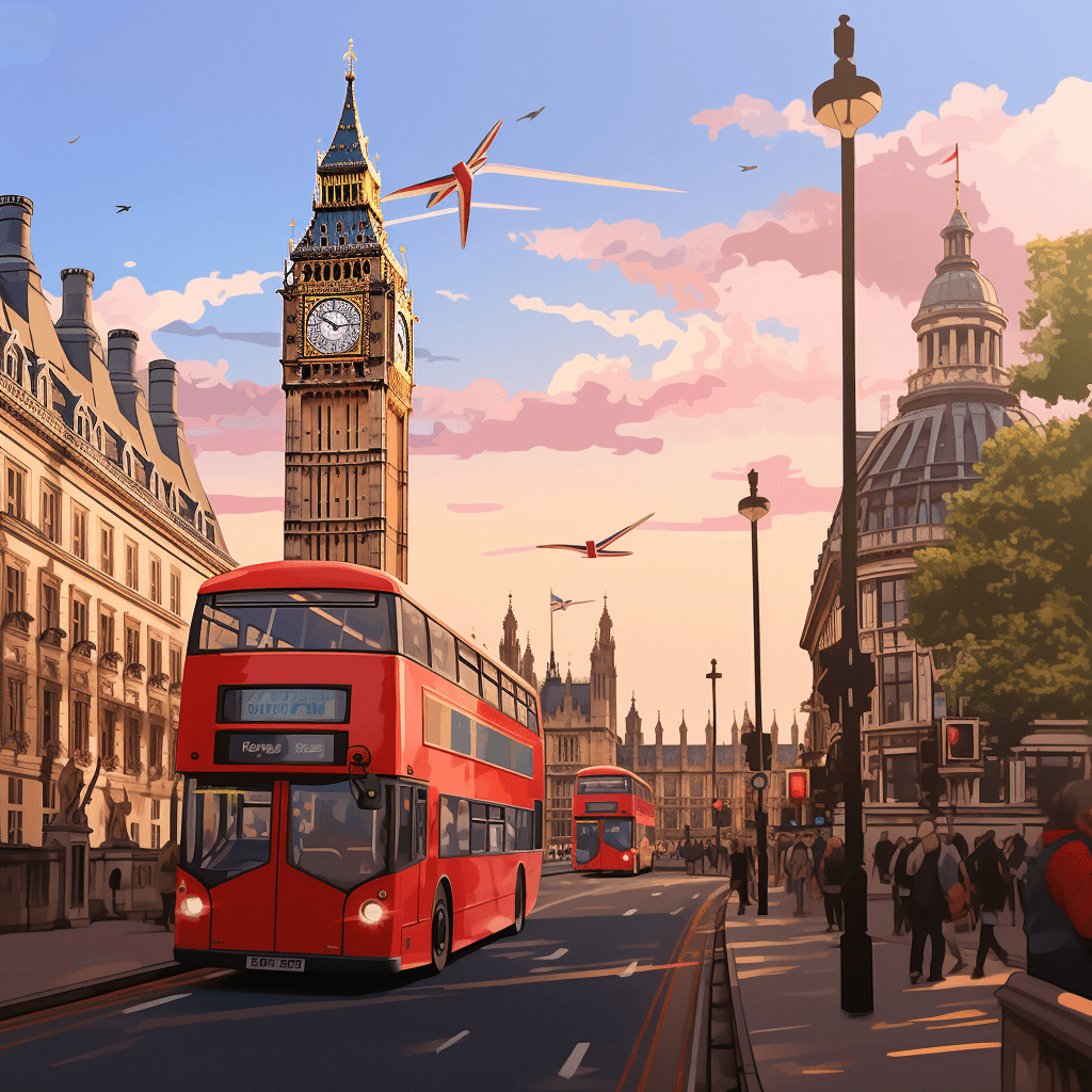 Skyline of London featuring Big Ben and the Thames River