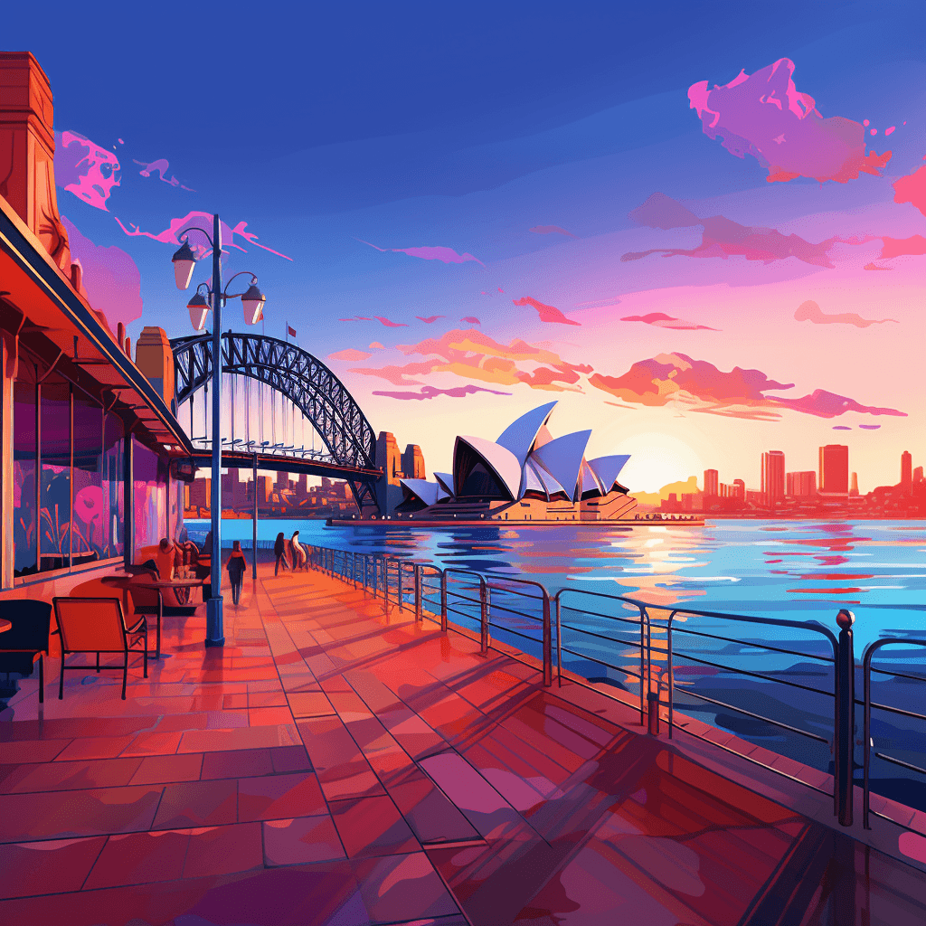 Sydney Opera House and Harbour Bridge at dusk